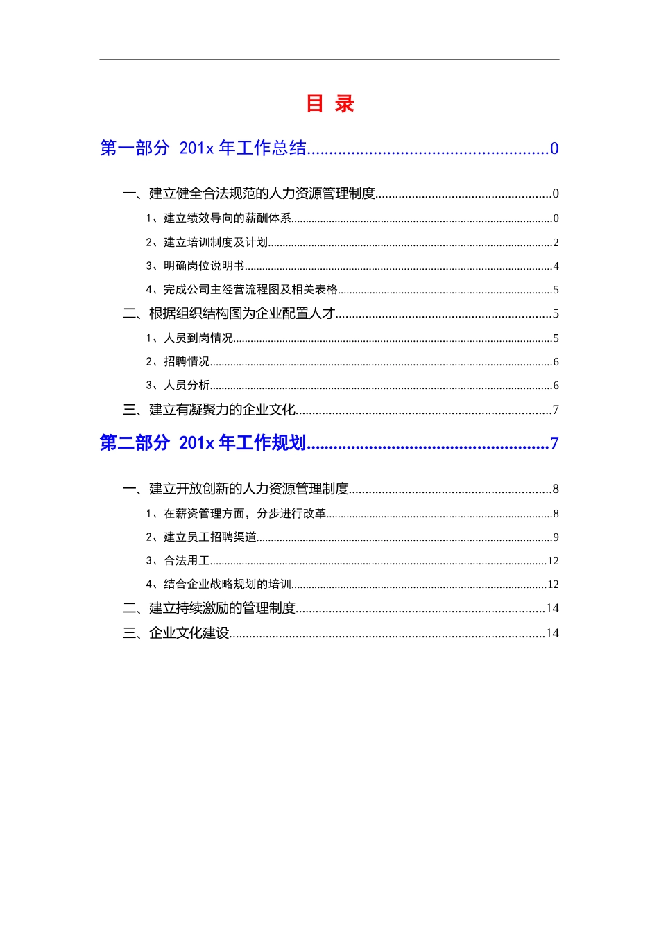 人力资源部20年度工作总结及20年度工作规划模板 行业总结汇总报告_第2页