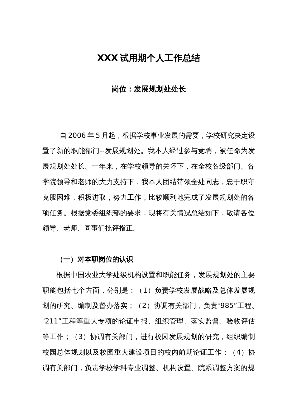 试用期个人工作总结 行业总结汇总报告_第1页