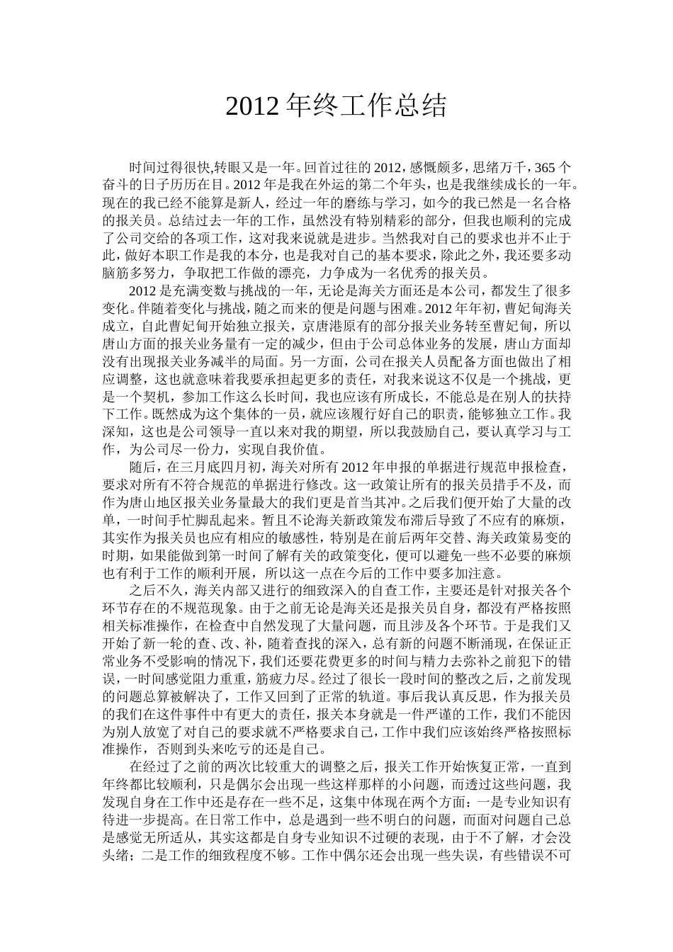 终工作总结 行业总结汇总报告_第1页