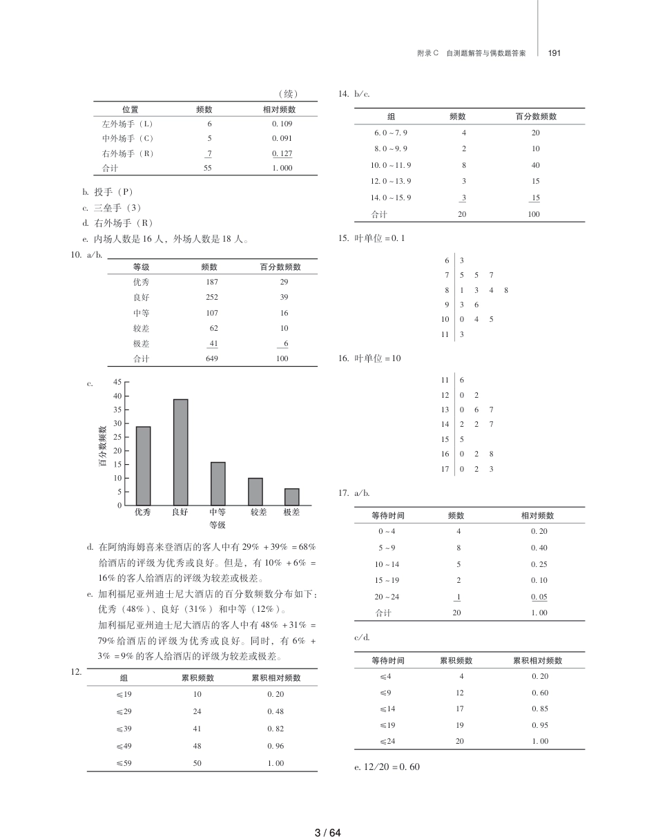 商务与经济统计-第13版-附录C-自测题解答与偶数题答案_第3页