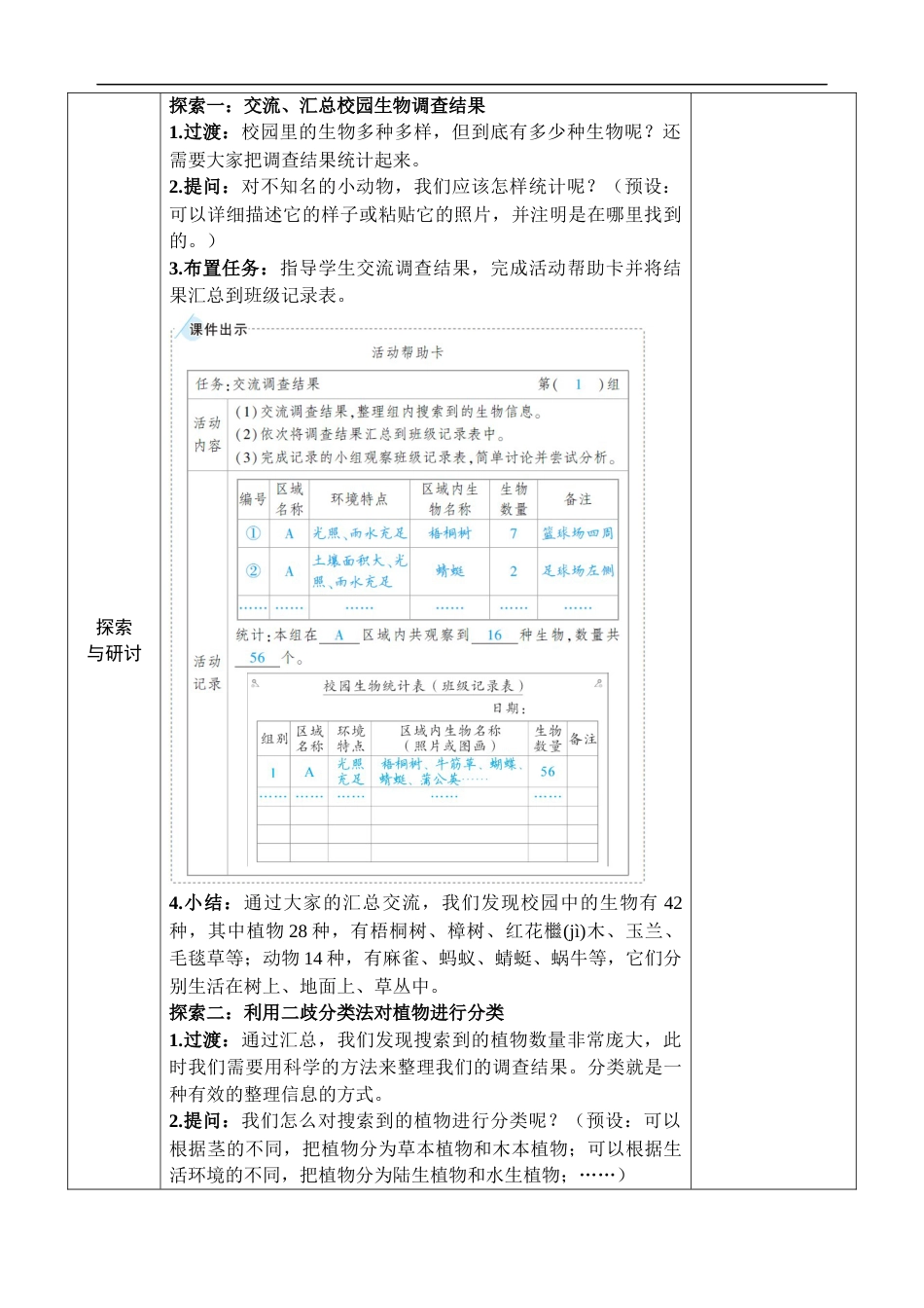 新教科版科学六年级下册第2课 制作校园生物分布图 教案_第2页
