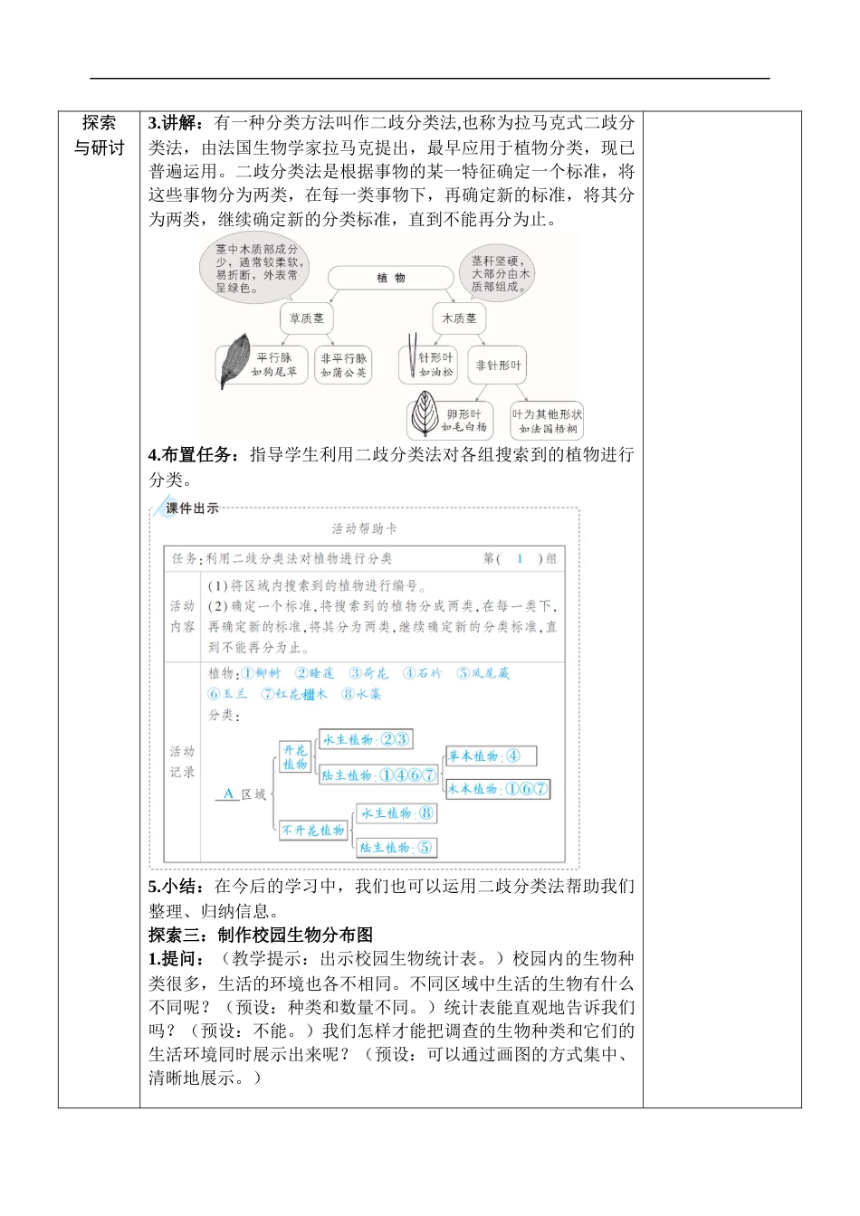 新教科版科学六年级下册第2课 制作校园生物分布图 教案_第3页