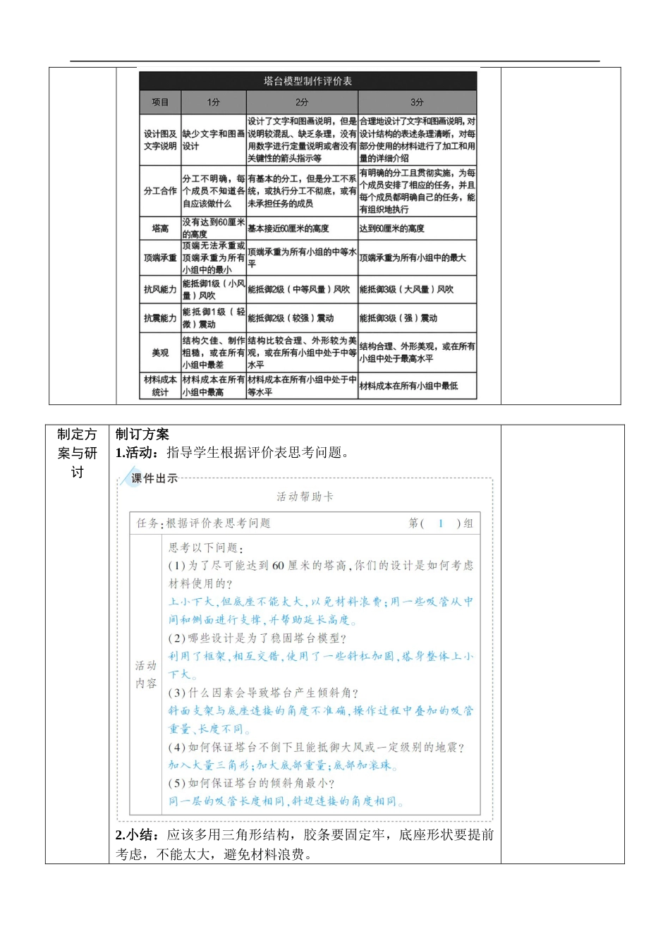 新教科版科学六年级下册第4课 设计塔台模型 教案_第3页