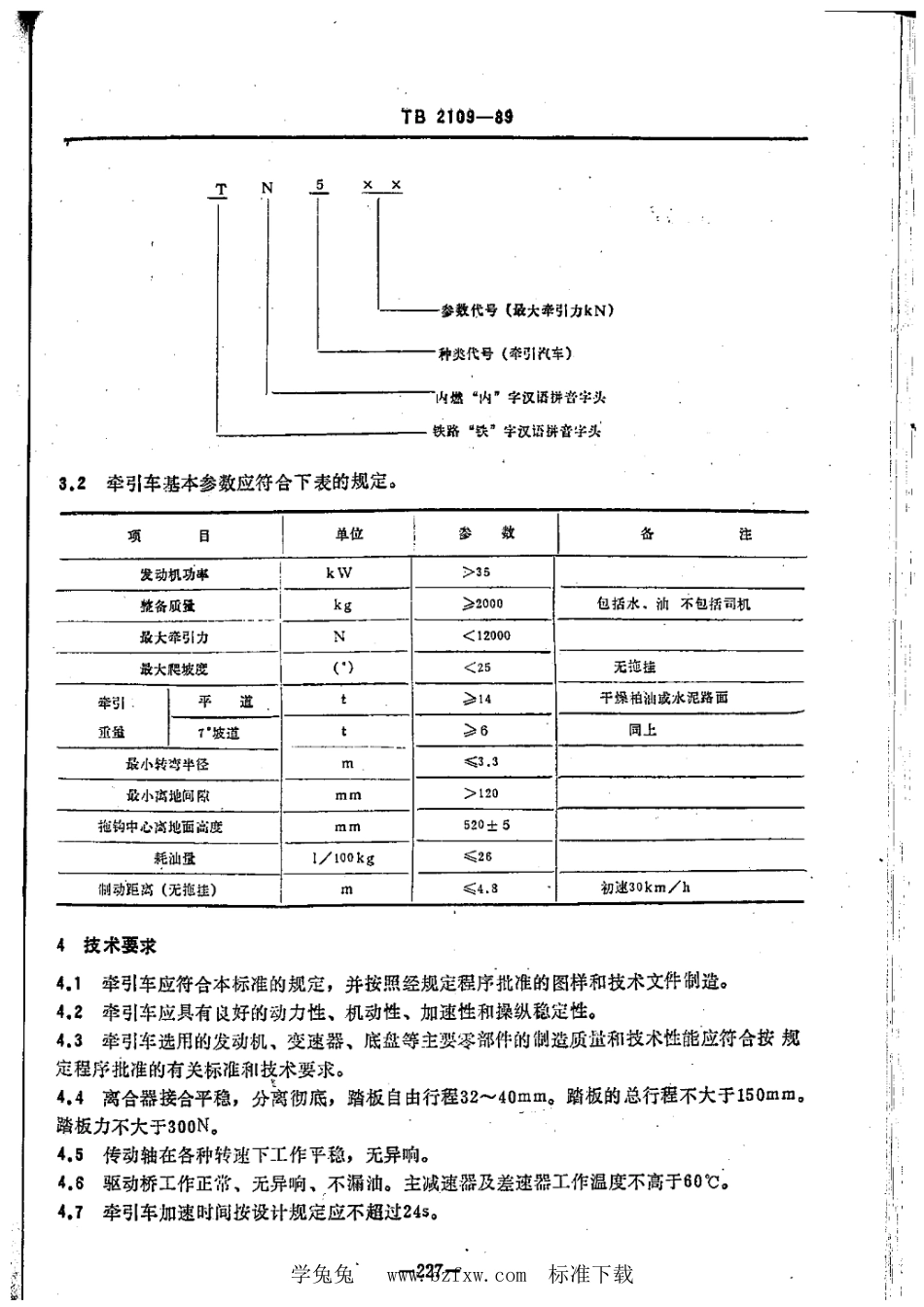 TB 2109-1989 内燃牵引车技术条件_第2页