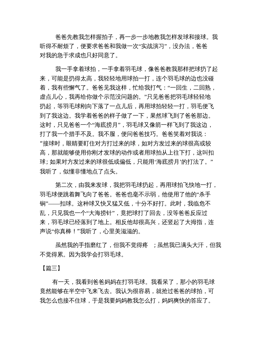 我学会了打羽毛球四年级作文_第2页