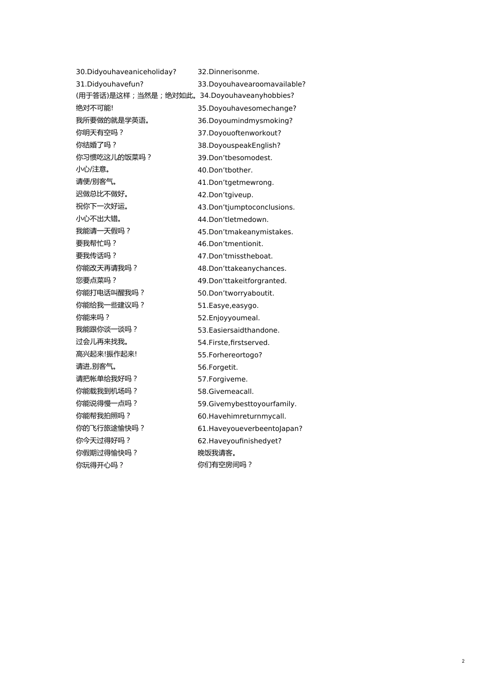 某某部门英语常用口语句_第2页