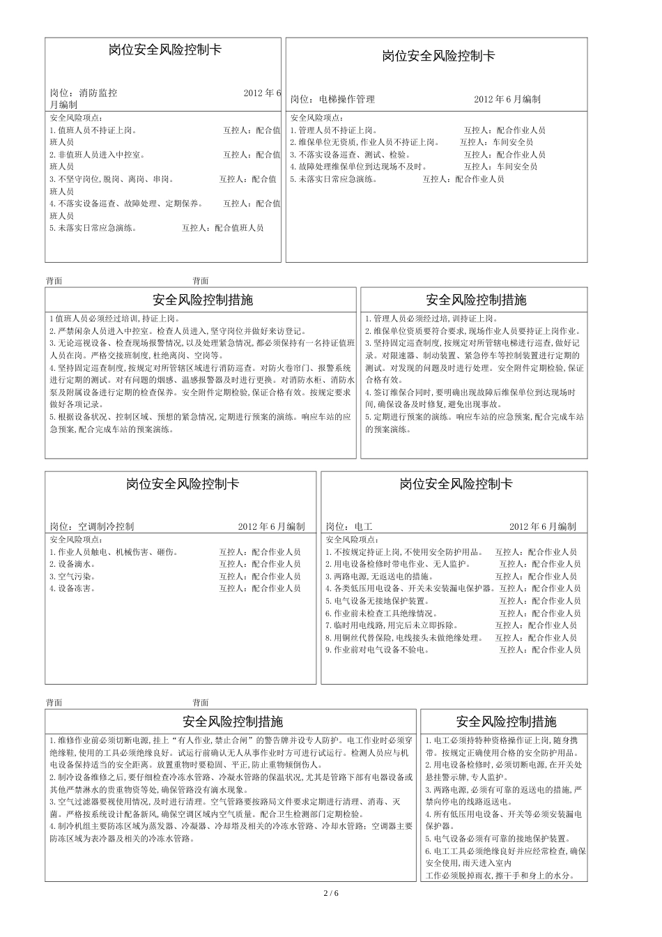 铁路岗位风险控制卡_第2页