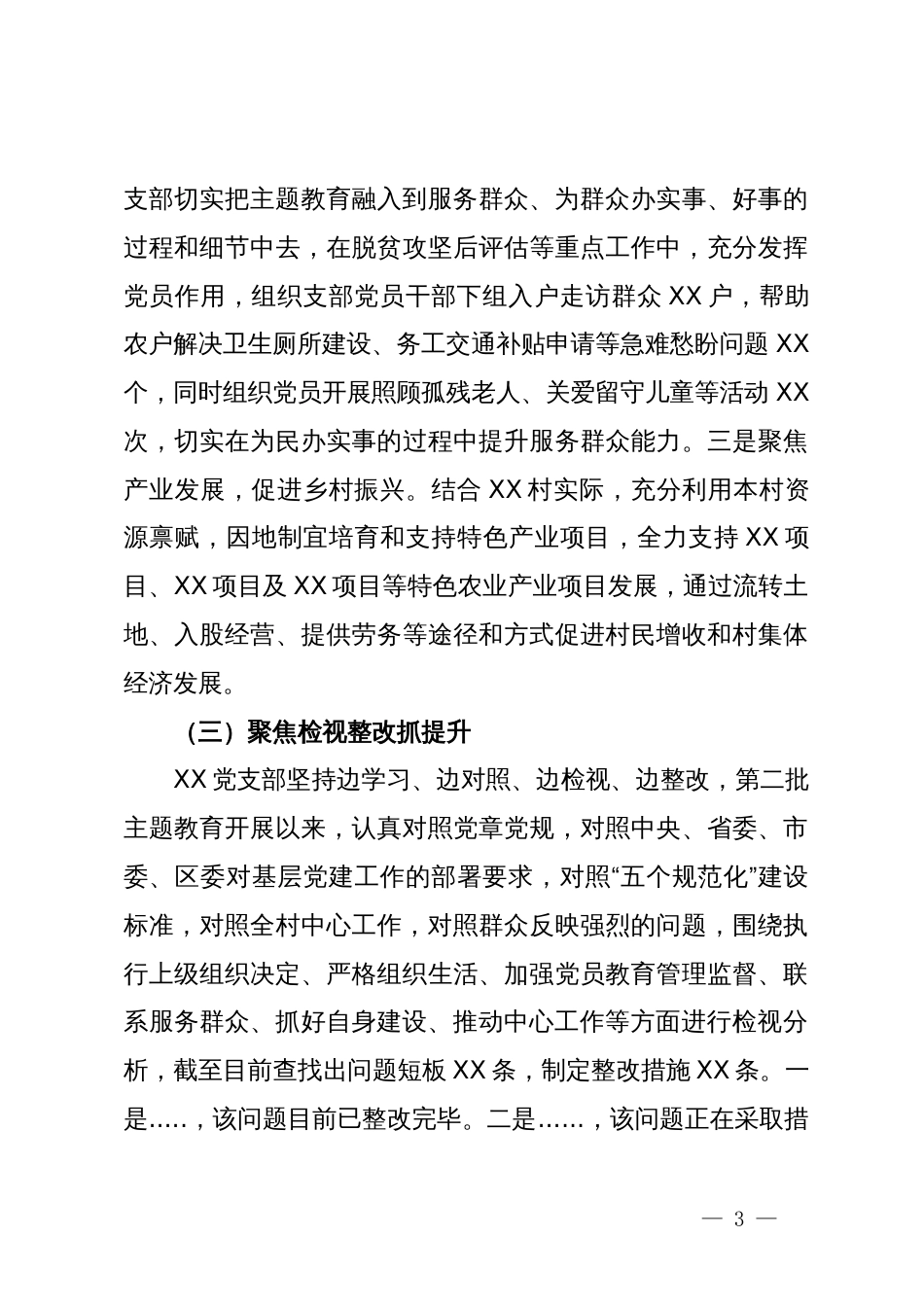 村党支部主题教育工作开展情况汇报_第3页