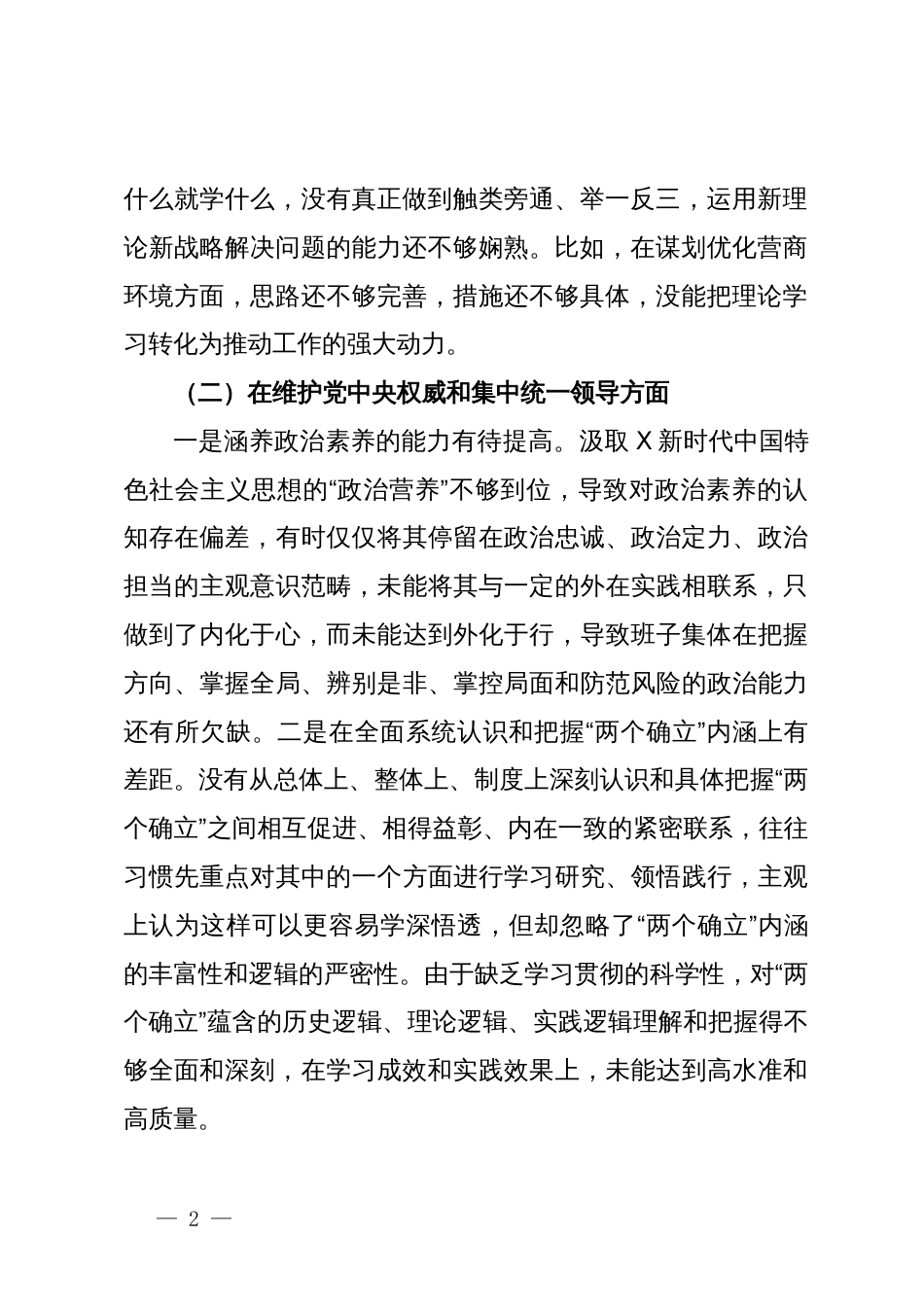 市行政审批局党组领导班子主题教育专题民主生活会班子对照检查材料_第2页