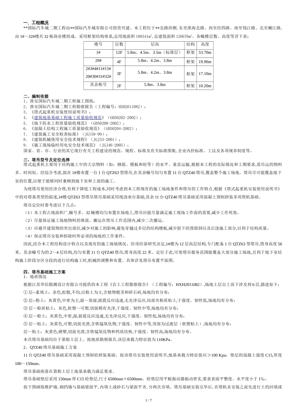 塔吊基础、安拆施工方案_第1页