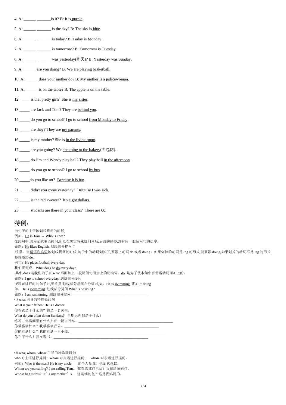 特殊疑问句练习(完整版)[共4页]_第3页