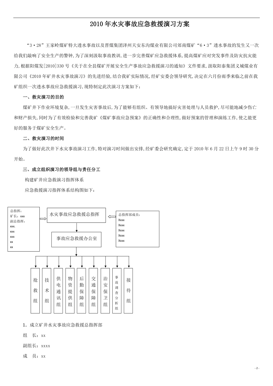 煤矿水灾救灾演习方案_第3页