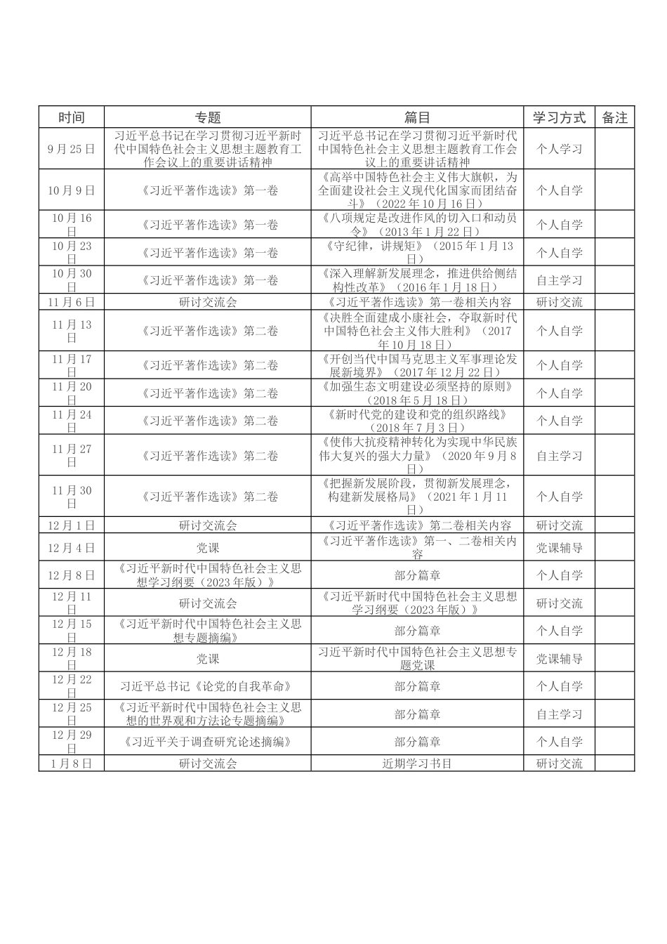 主题教育个人学习计划表_第1页