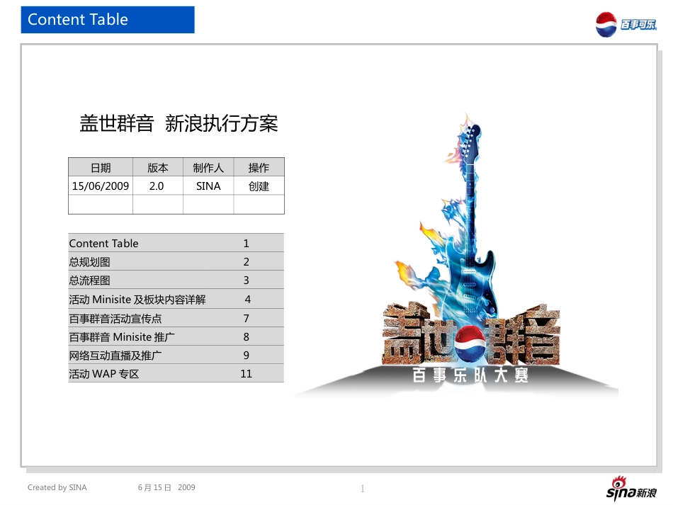 活动-2009年百事可乐盖世群音新浪联合推广方案_第1页