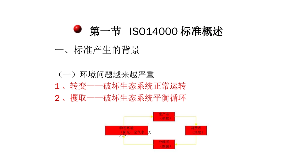 品质管理质量认证ISO14000环境标准知识回顾PPT37页_第1页