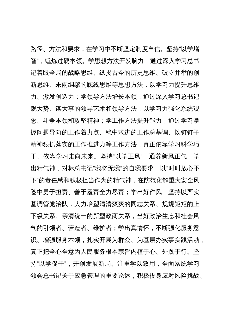 在全市应急管理系统第二批主题教育专题读书班上的研讨发言材料_第3页