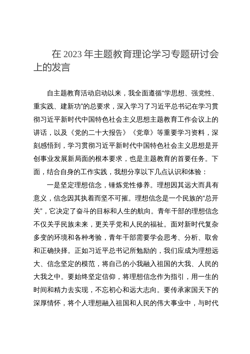 在2023年主题教育理论学习专题研讨会上的发言材料汇编（12篇）_第2页