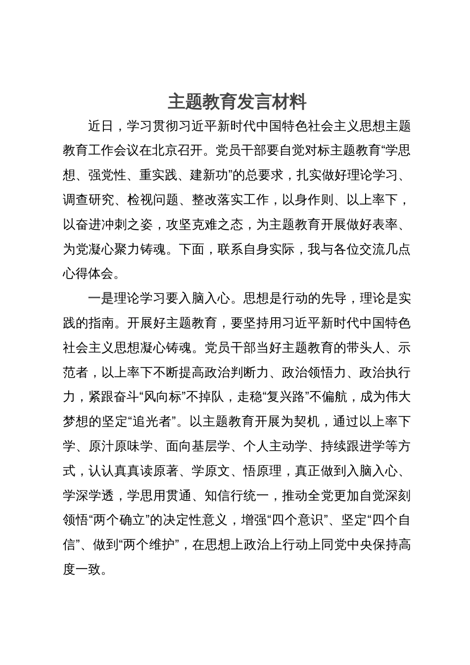 主题教育的发言材料_第1页