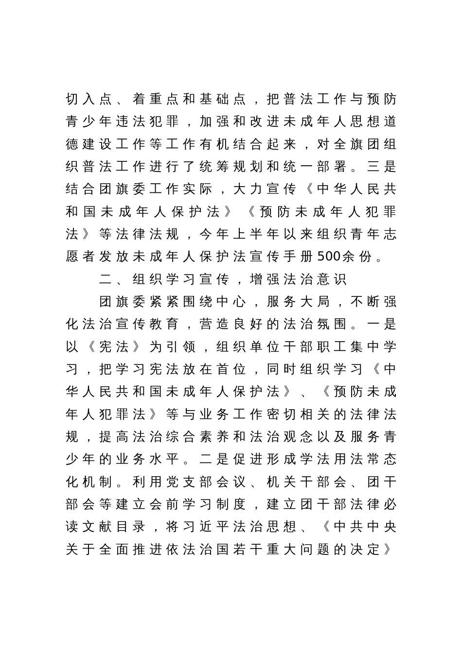 2023年上半年团旗委依法治旗工作总结_第2页