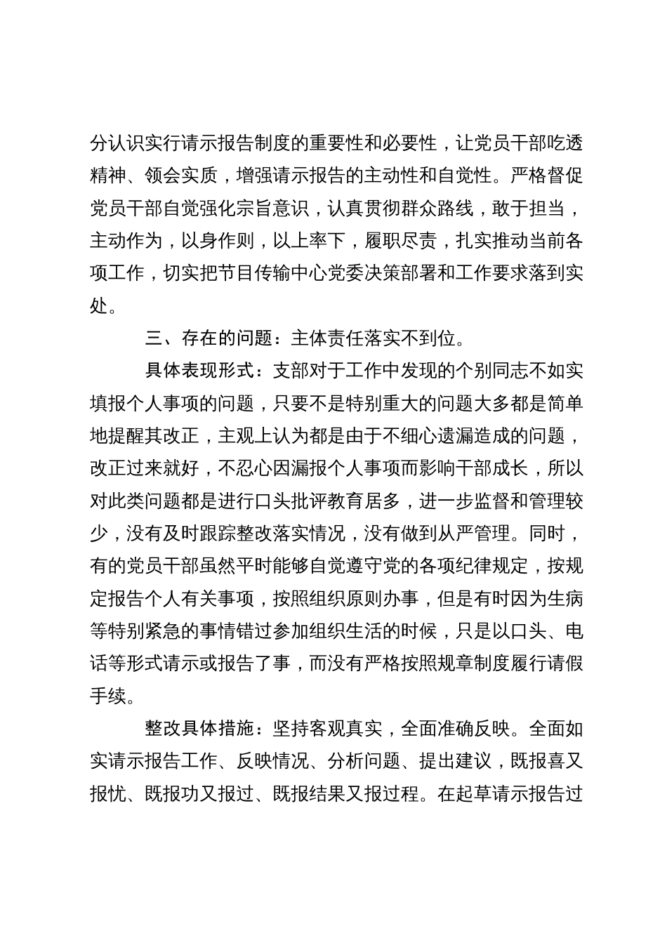 党支部对照《中国共产党重大事项请示报告条例》检查报告_第3页