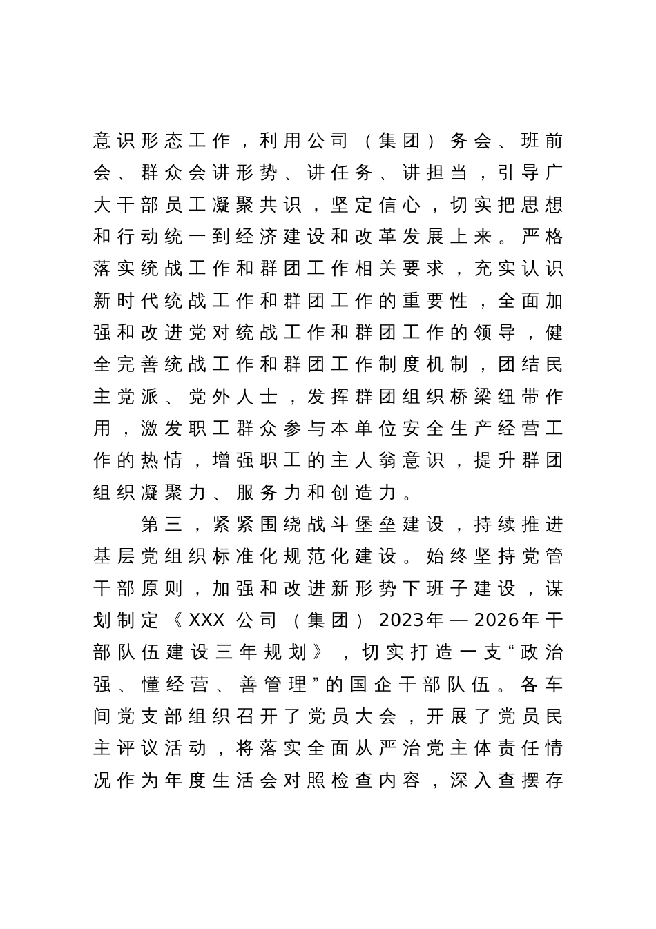 国企公司（集团））2023年上半年全面从严治党主体责任落实情况总结（报告）_第3页