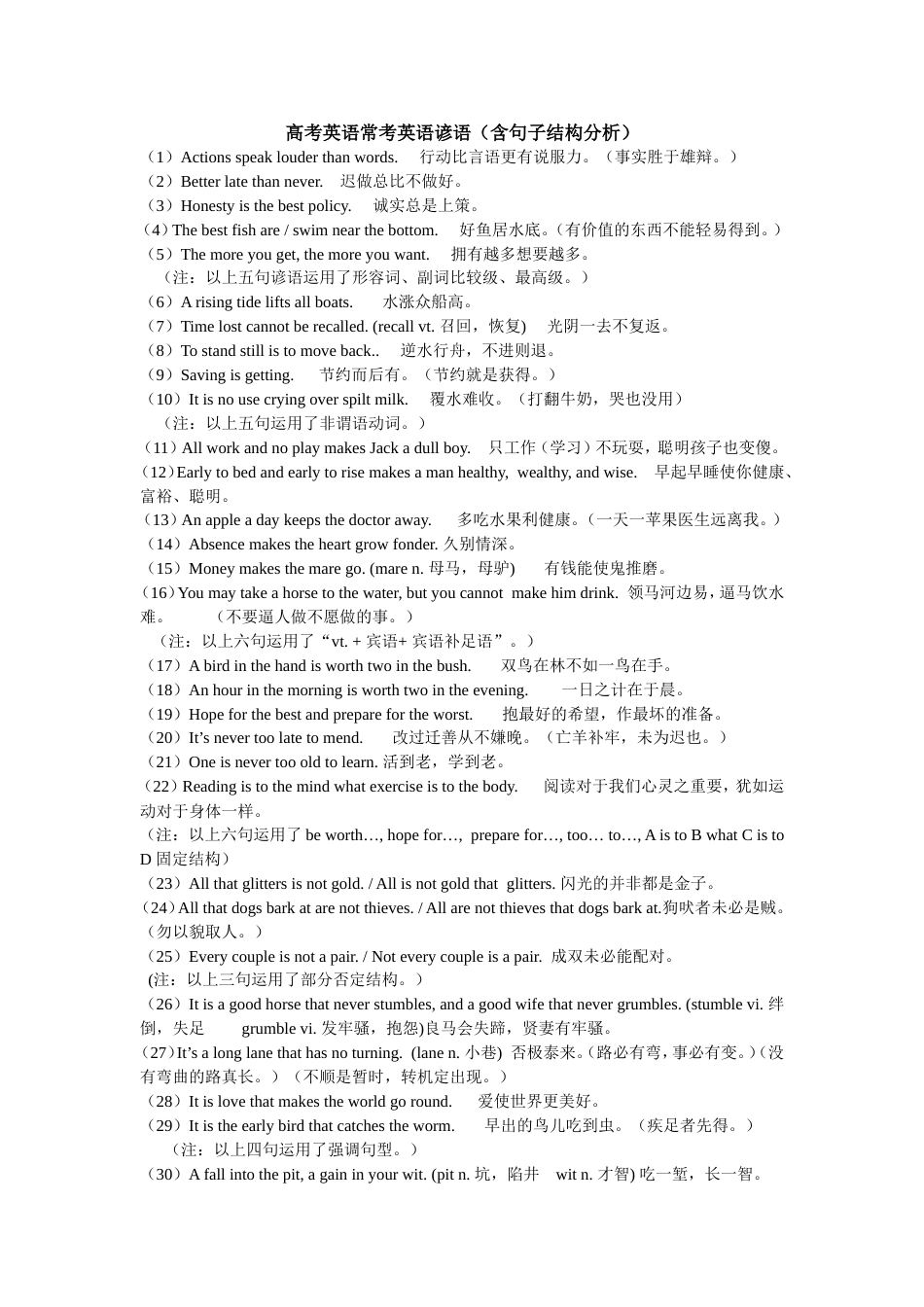 高考英语常考英语谚语_第1页