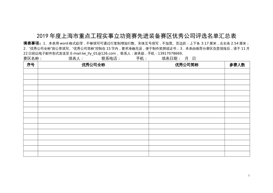 度上海市重点工程实事立功竞赛先进装备赛区优秀公司评选名单汇总表_第1页