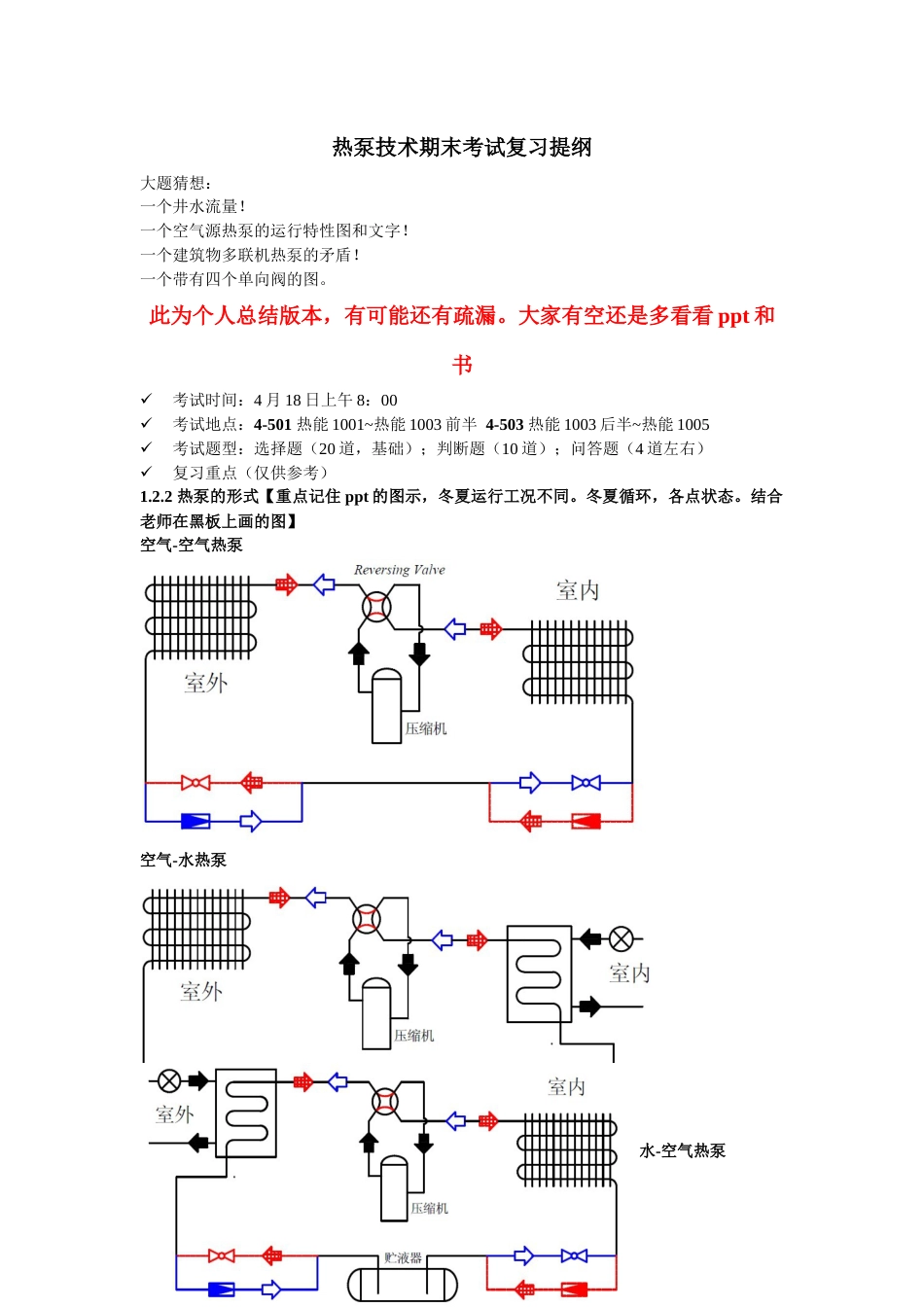 《热泵技术》期末考试复习资料_第1页
