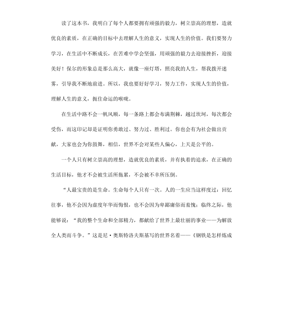 《钢铁是怎样炼成的》优秀读后感_第3页