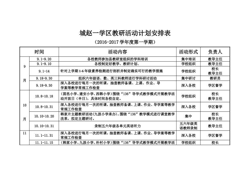 教研活动计划安排表1_第1页