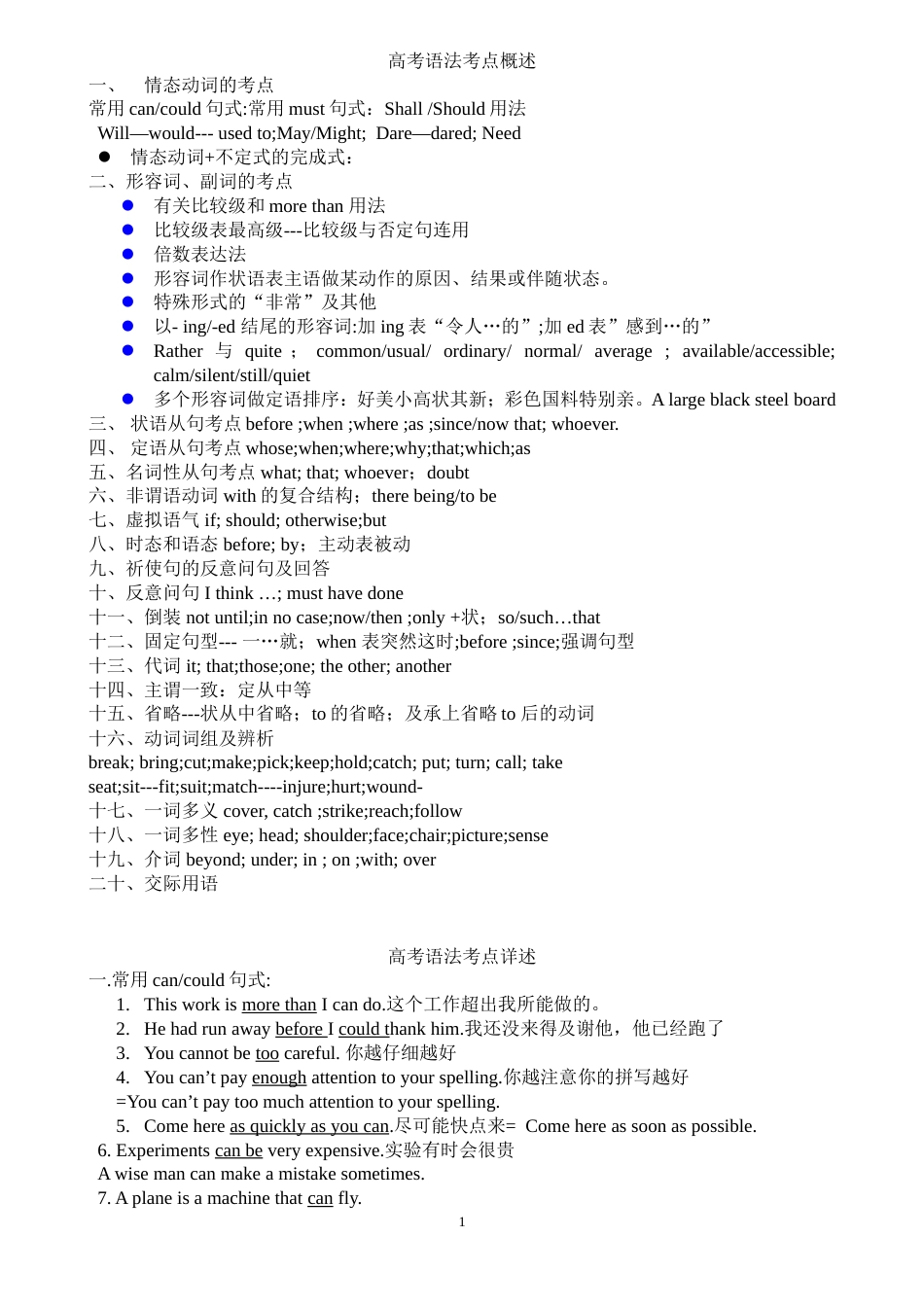 高考英语语法考点_第1页