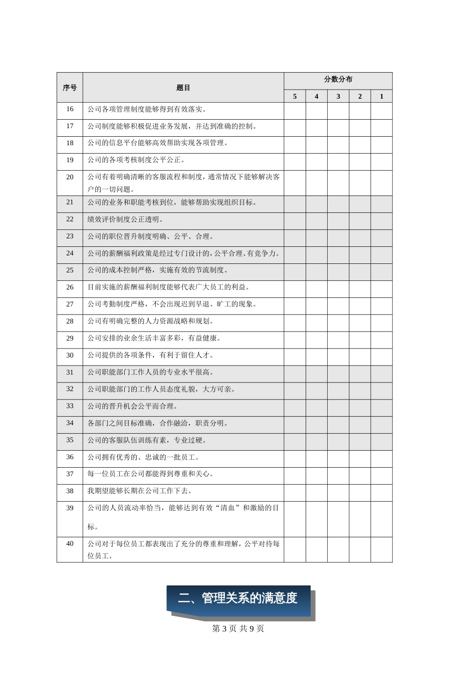 公司员工满意度调查问卷(共9页)_第3页