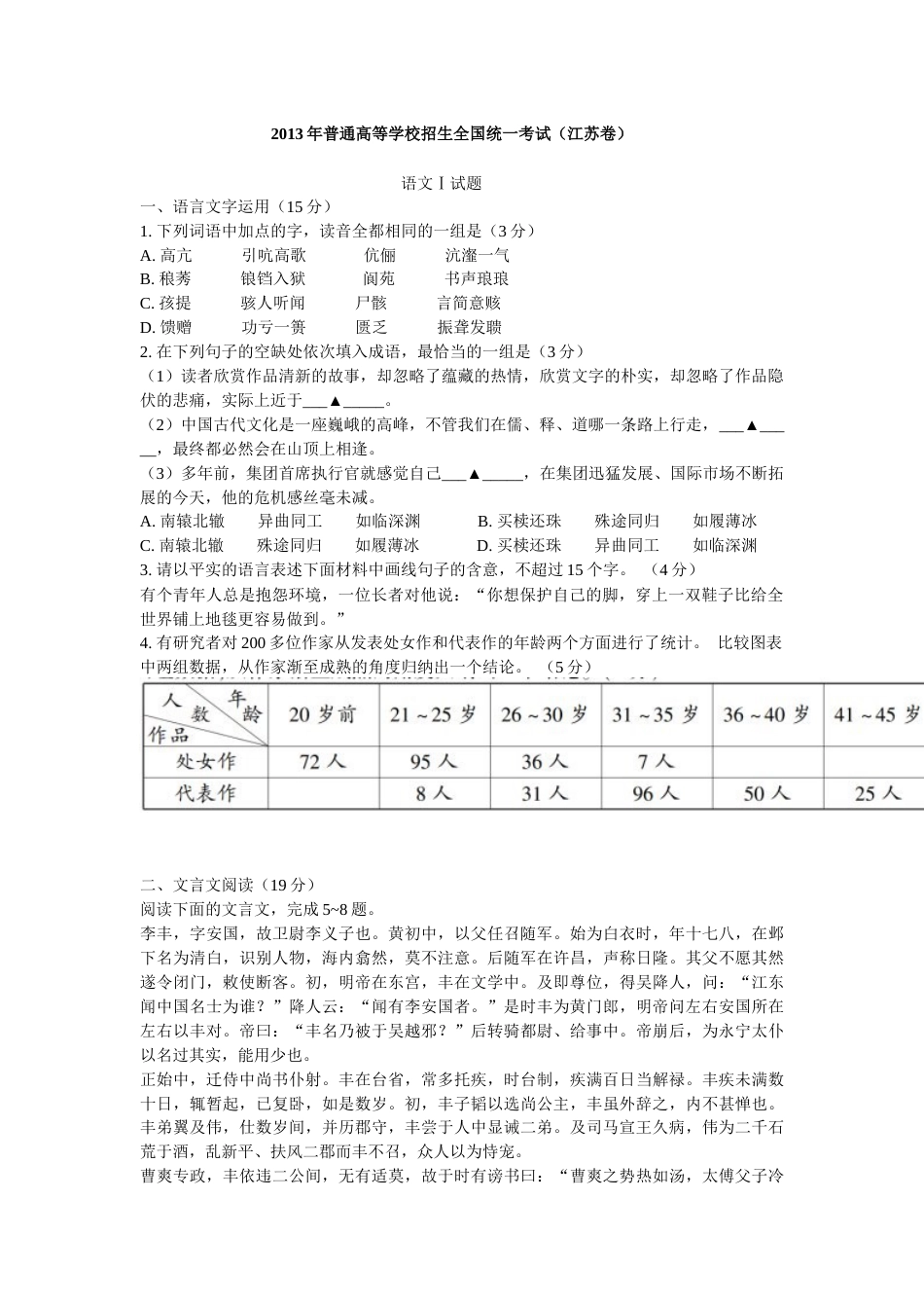 江苏2013高考语文试题及答案[14页]_第1页