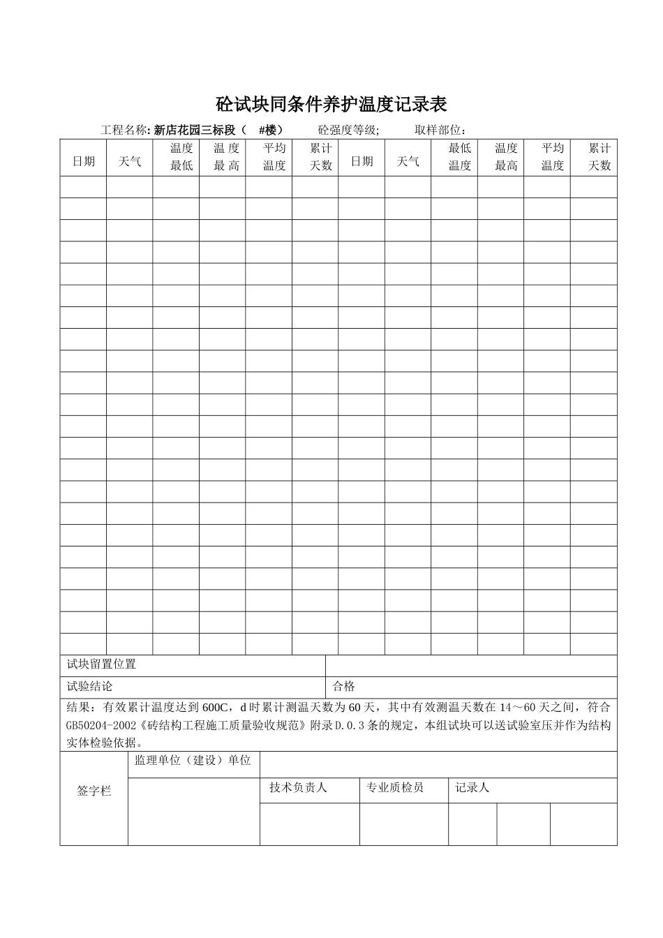 砼试块同条件养护温度记录表[2页]_第1页