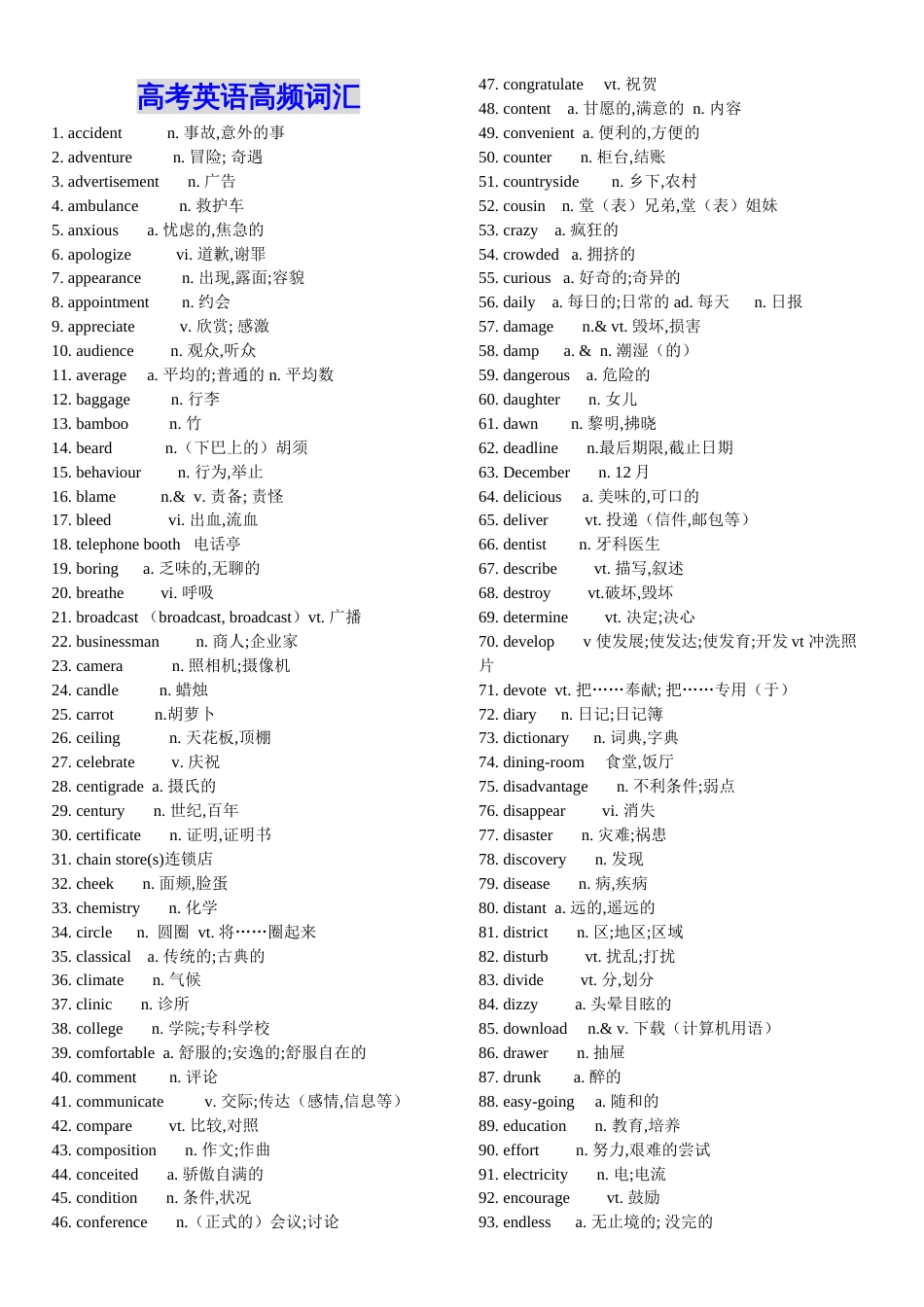 高考英语高频词汇整理_第1页