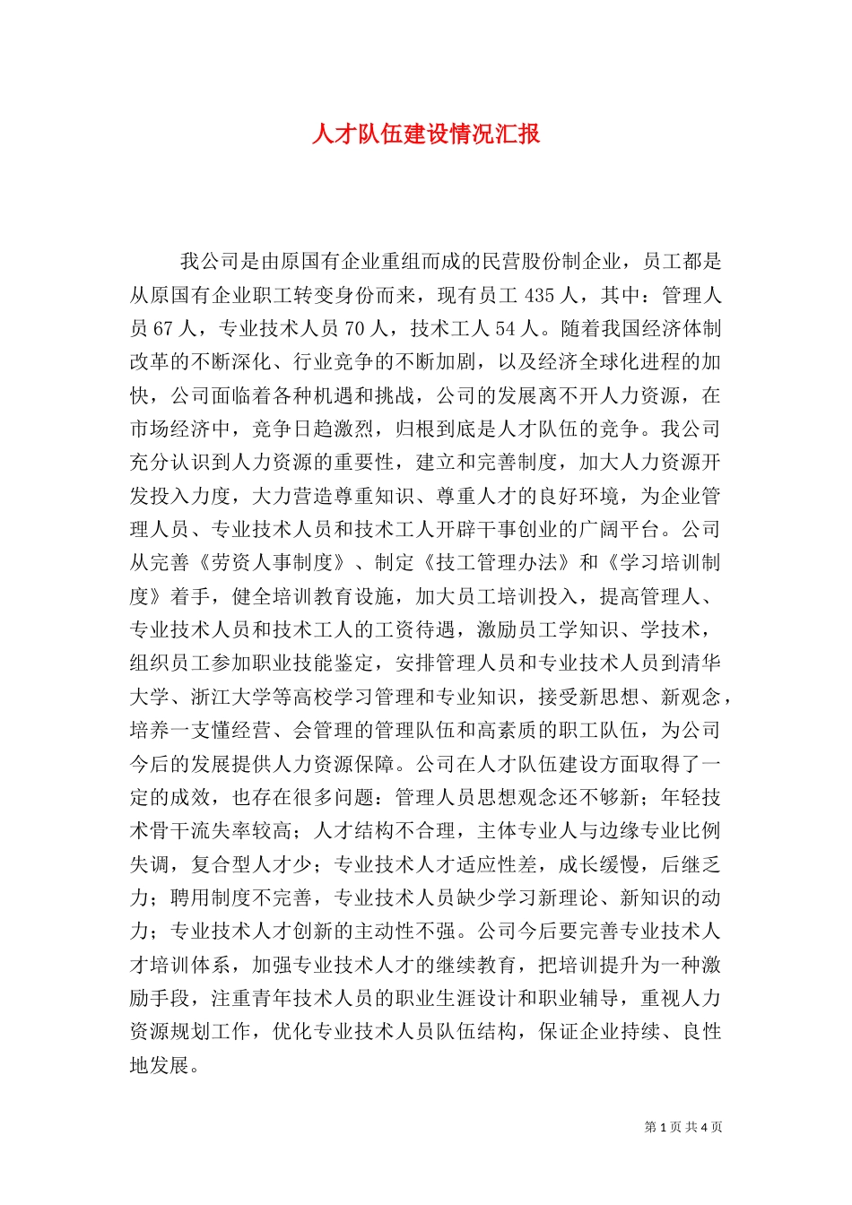 人才队伍建设情况汇报_第1页