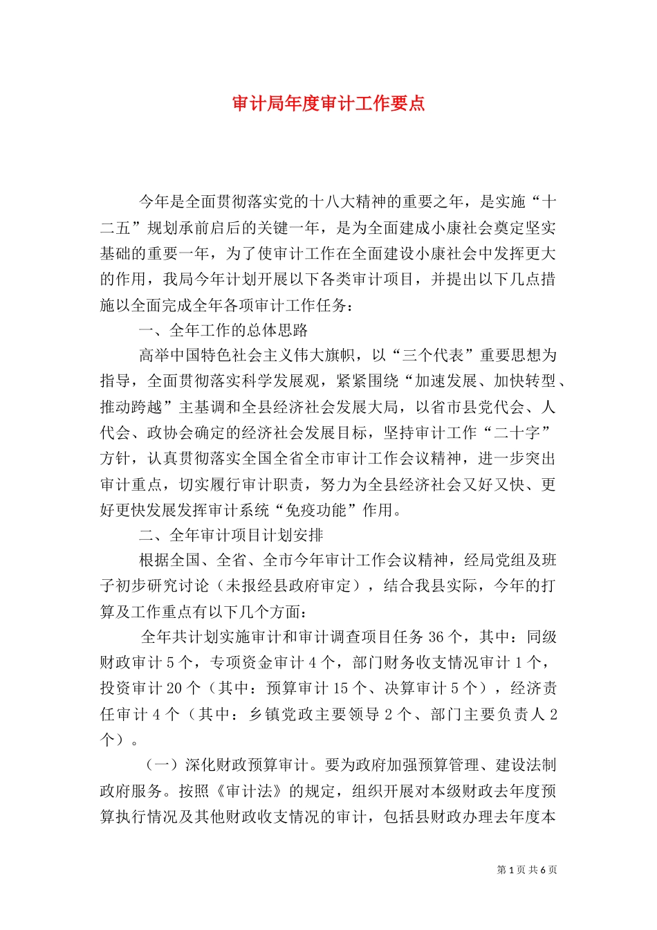 审计局年度审计工作要点_第1页