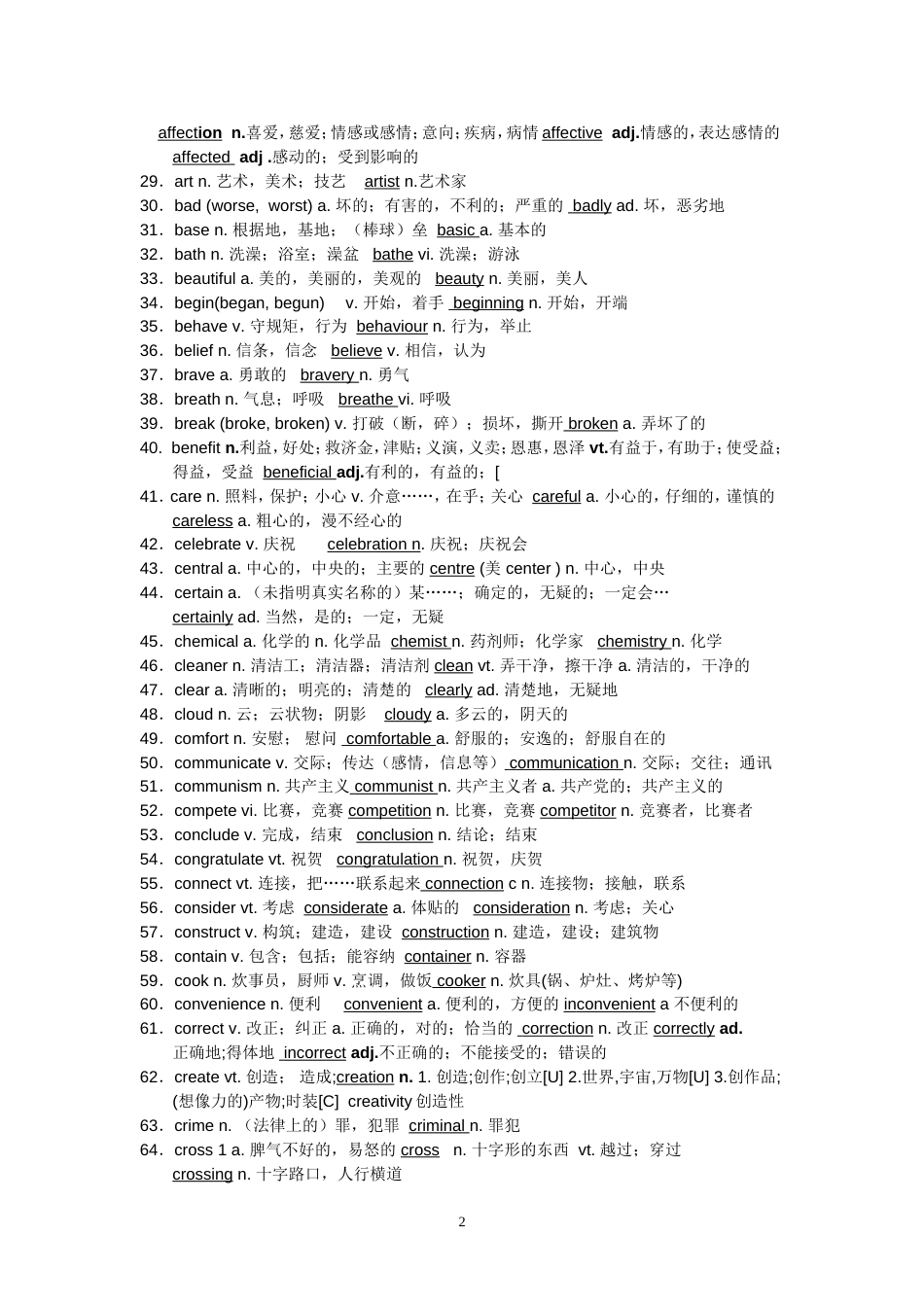 高考英语词性转换总汇答案_第2页