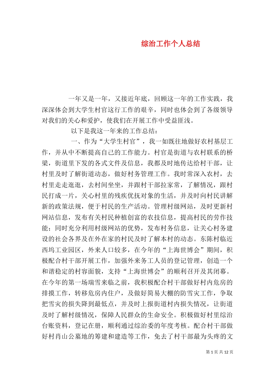 综治工作个人总结_第1页