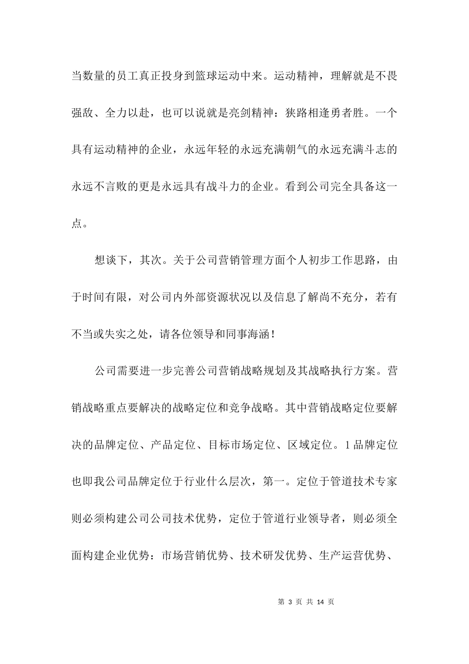 营销总监个人任职发言材料3篇_第3页