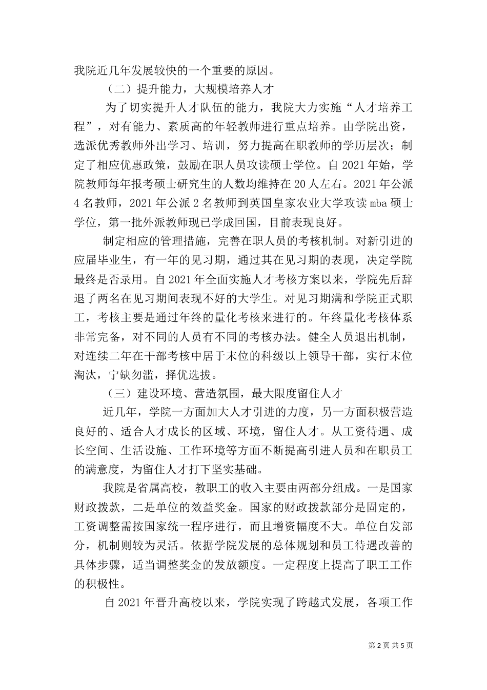 高职院校人才工作总结（八）_第2页