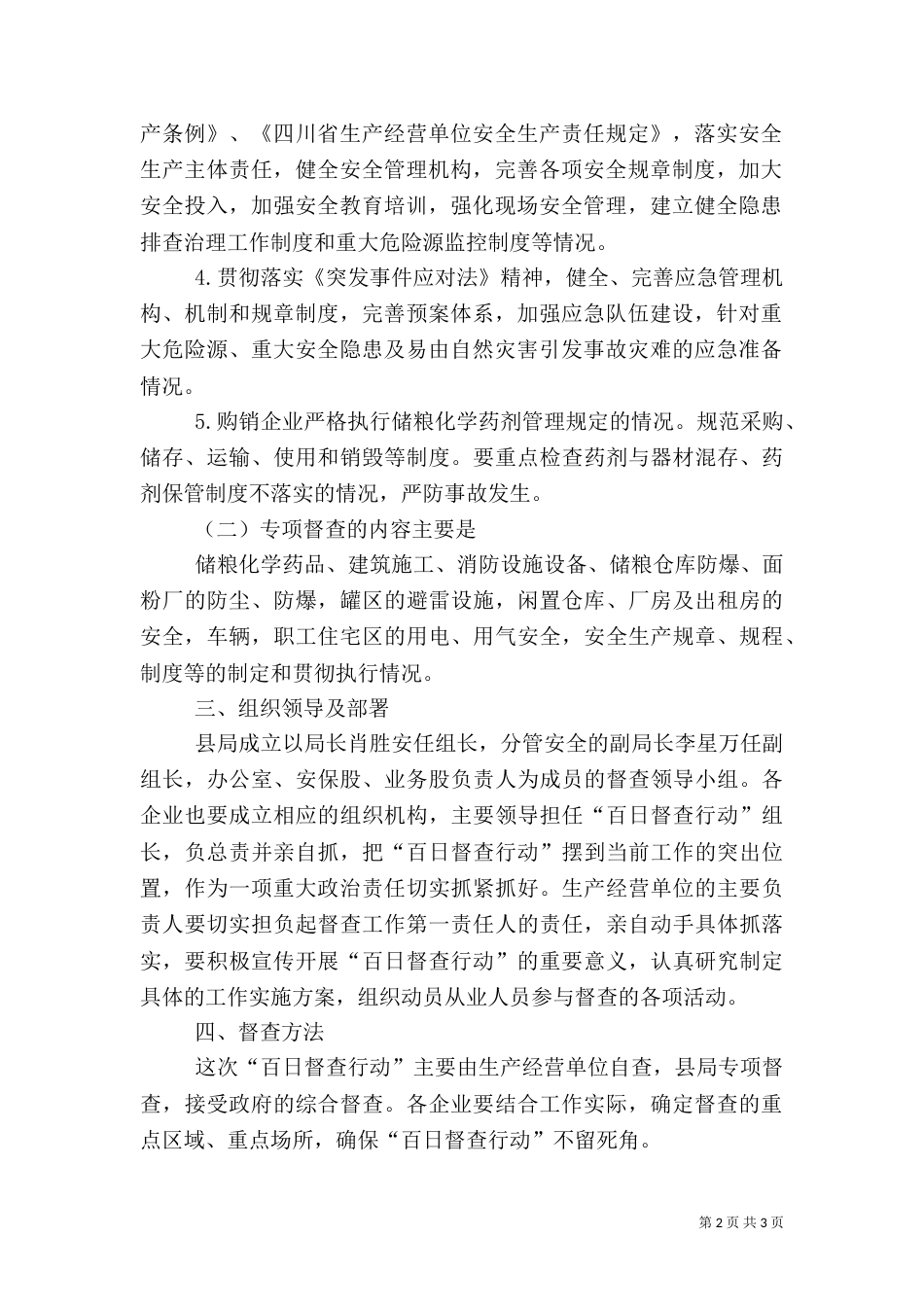 粮食局安全生产百日督查方案_第2页