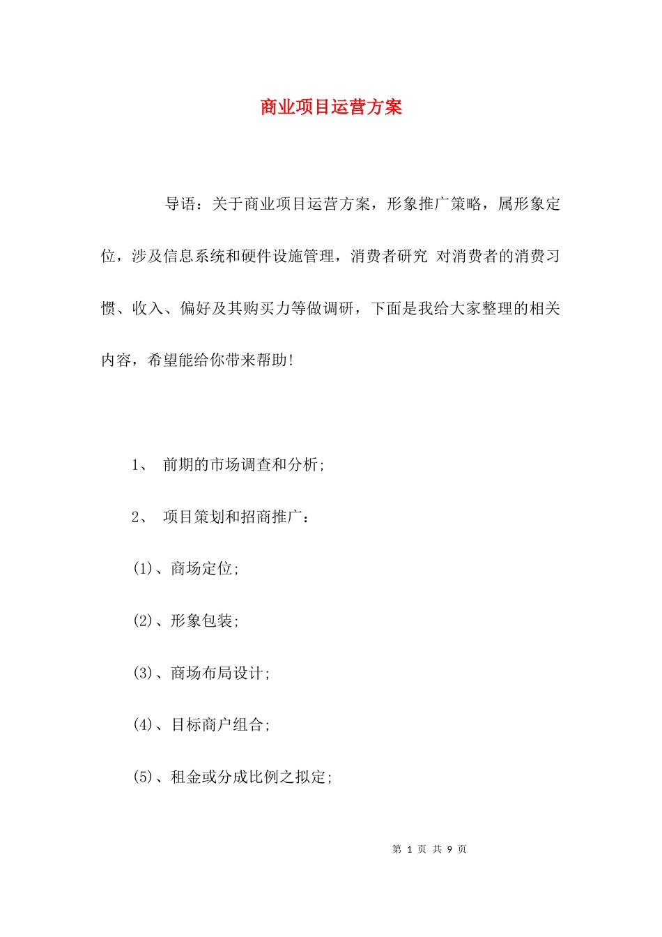 商业项目运营方案_第1页