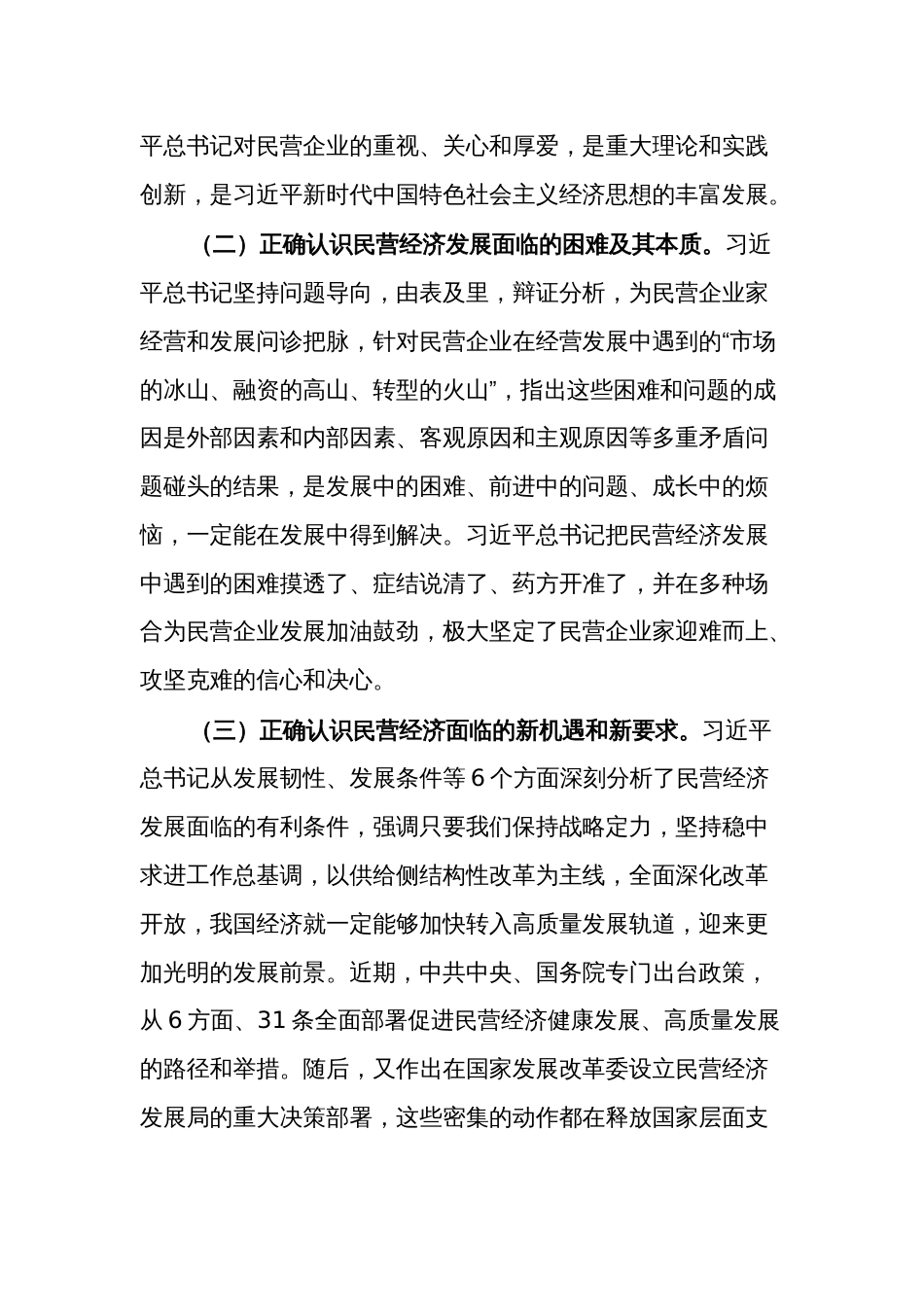 关于学习关于促进民营经济发展的重要论述及市贯彻落实意见的汇报范文_第3页