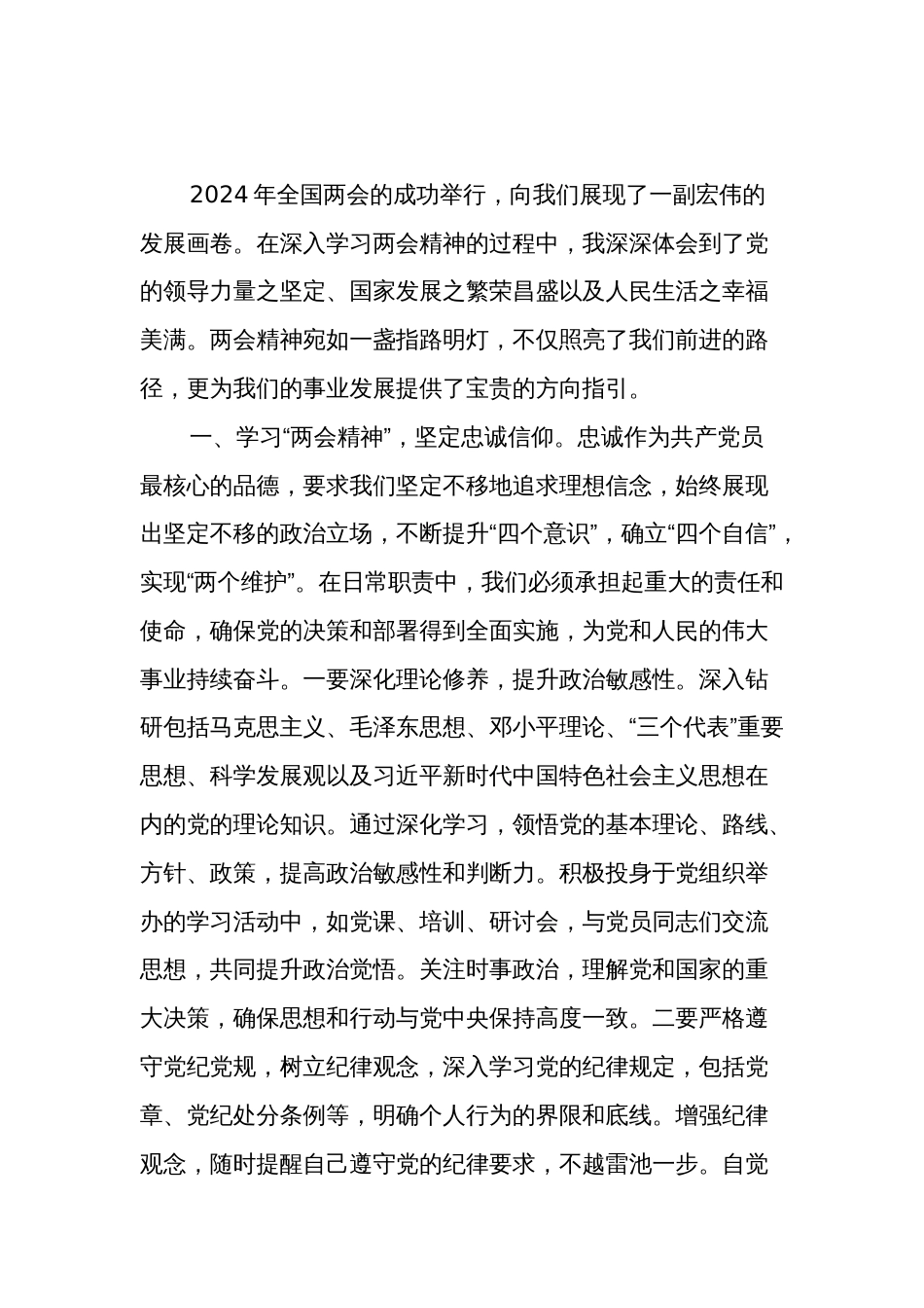 学习2024年贯彻全国“两会”精神心得体会研讨发言材料3篇_第3页