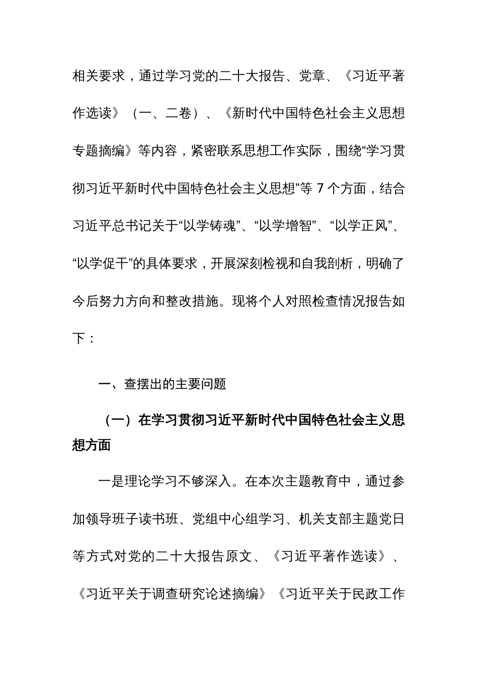 民政副主任2024年主题教育专题民主生活会个人“10个方面”对照检查发言提纲范文_第3页