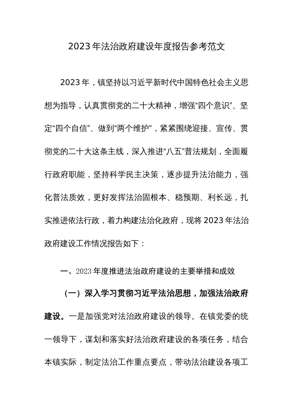 2023年法治政府建设年度报告参考范文_第1页