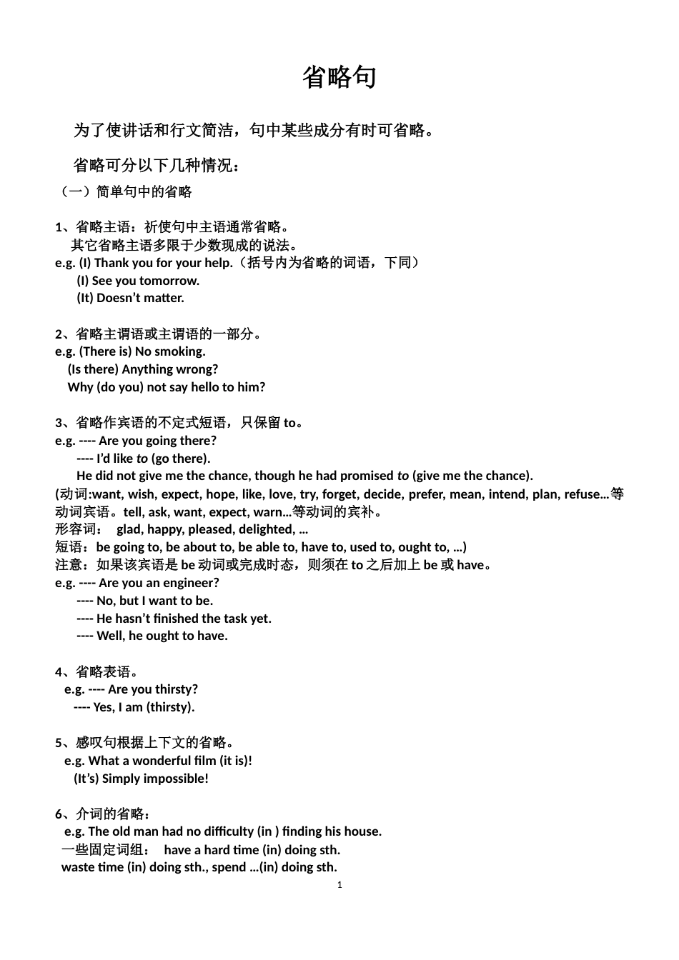 高考英语省略句_第1页