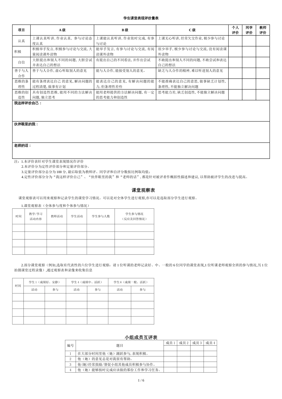 学生课堂表现评价量表[共8页]_第1页