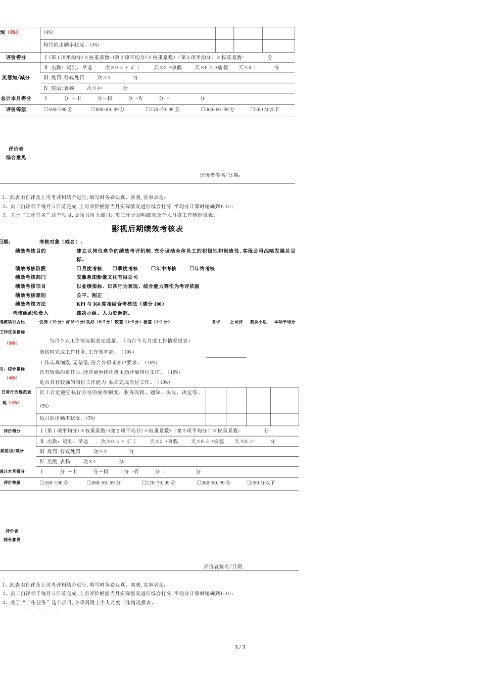 影像公司所有岗位绩效考核表[共3页]_第3页